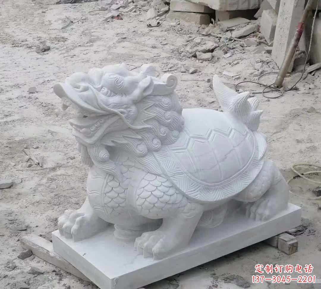 淄博汉白玉龙龟动物雕塑
