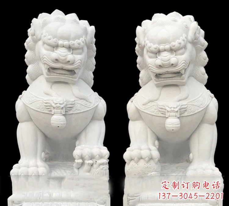 淄博玉质狮子门口雕塑是由中领雕塑定制制作的,…