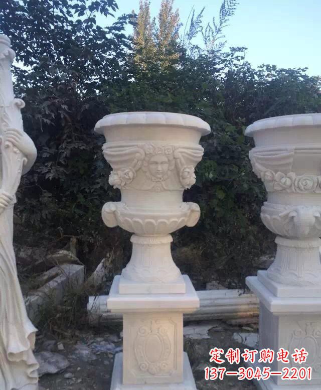淄博汉白玉艺术雕塑花盆