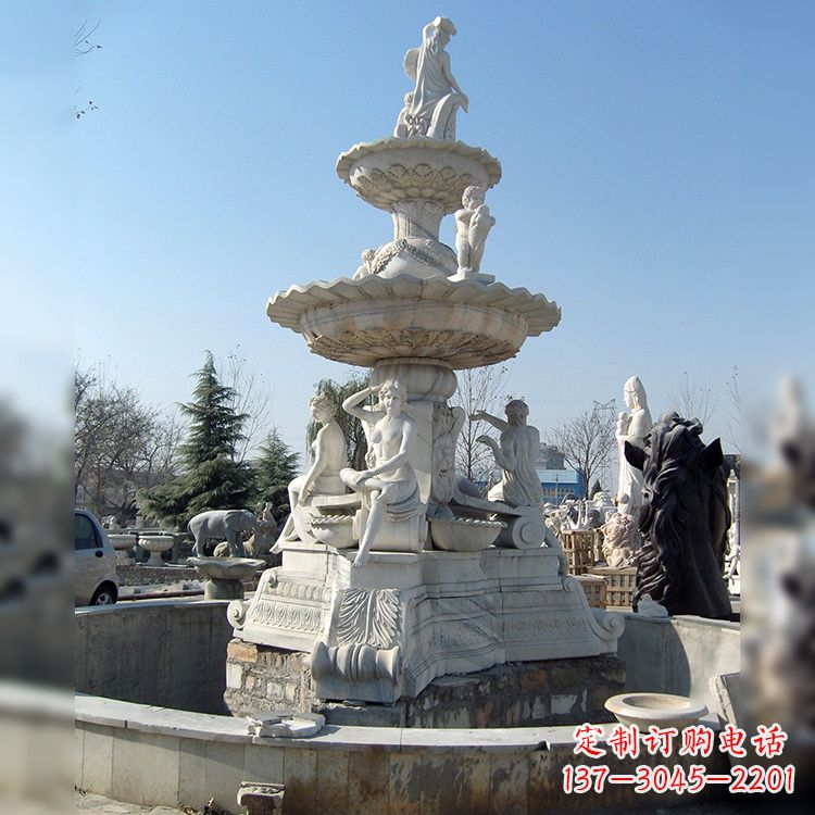 淄博汉白玉欧式人物喷泉