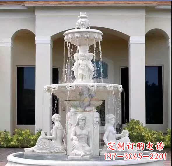 淄博汉白玉人物喷泉雕塑