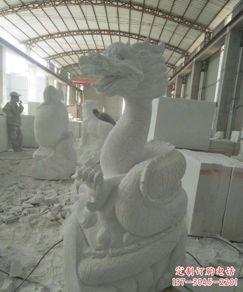 淄博高品质汉白玉生肖龙雕塑
