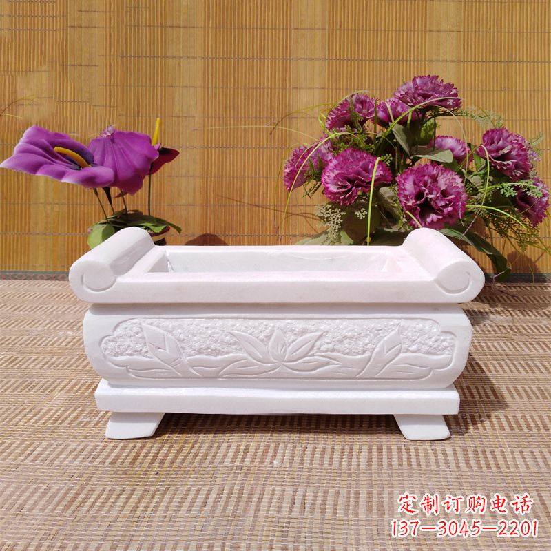 淄博汉白玉石特色香炉雕塑