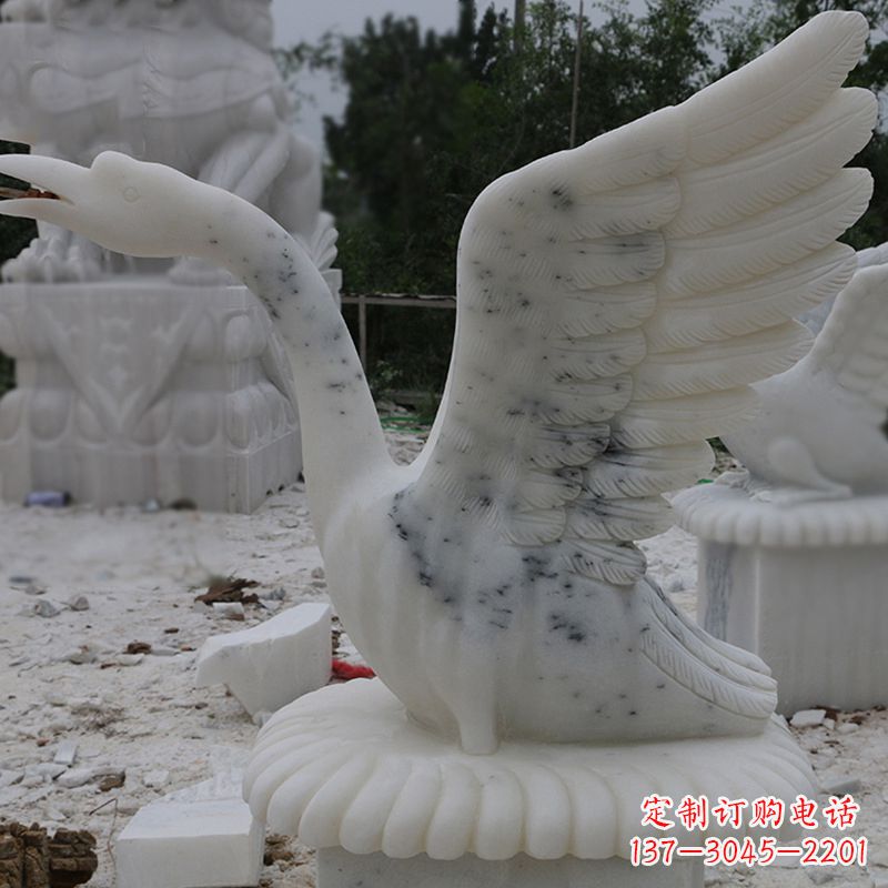 淄博汉白玉天鹅石雕,精美绝伦,令人叹为观止