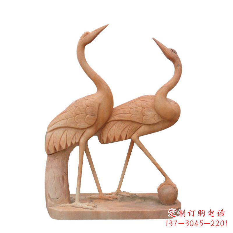 淄博汉白玉仙鹤雕塑