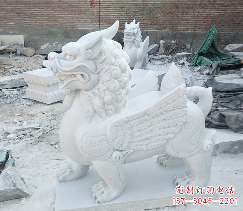 淄博品质卓越的汉白玉独角兽雕塑
