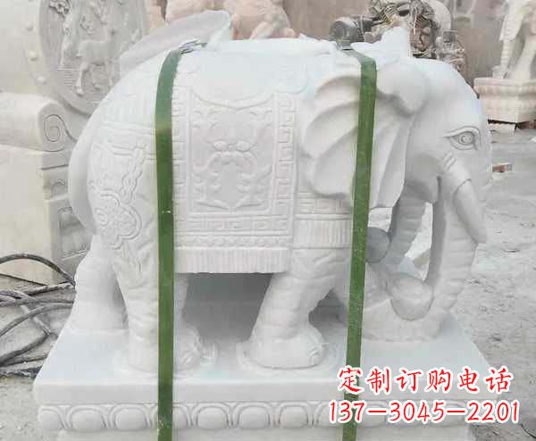 淄博汉白玉招财大象石雕 (2)
