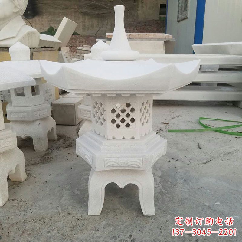 淄博汉白玉中式石雕灯笼