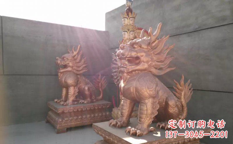 淄博红铜麒麟古代神兽铜雕