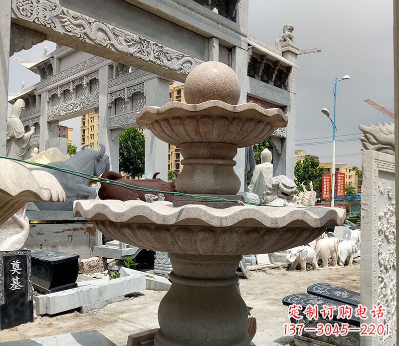 淄博户外多层喷泉石雕 (4)