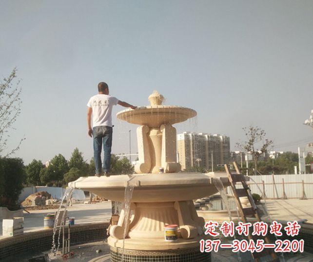 淄博艺术喷泉石雕,实现室外屋顶空间美化