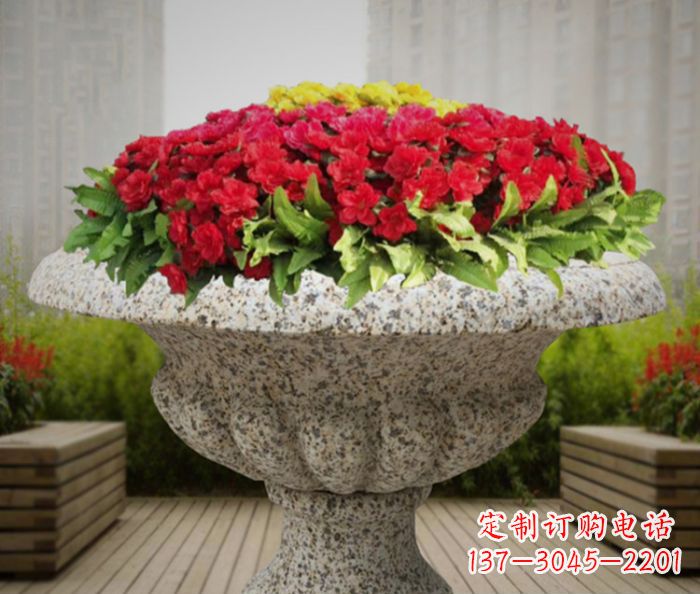 淄博中领雕塑精美花岗岩花盆小区石雕