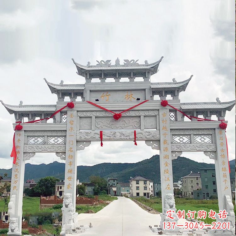 淄博花岗岩三门石牌坊雕塑