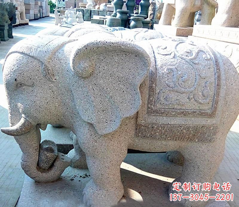 淄博花岗岩元宝大象石雕,雕刻古典且充满质感
