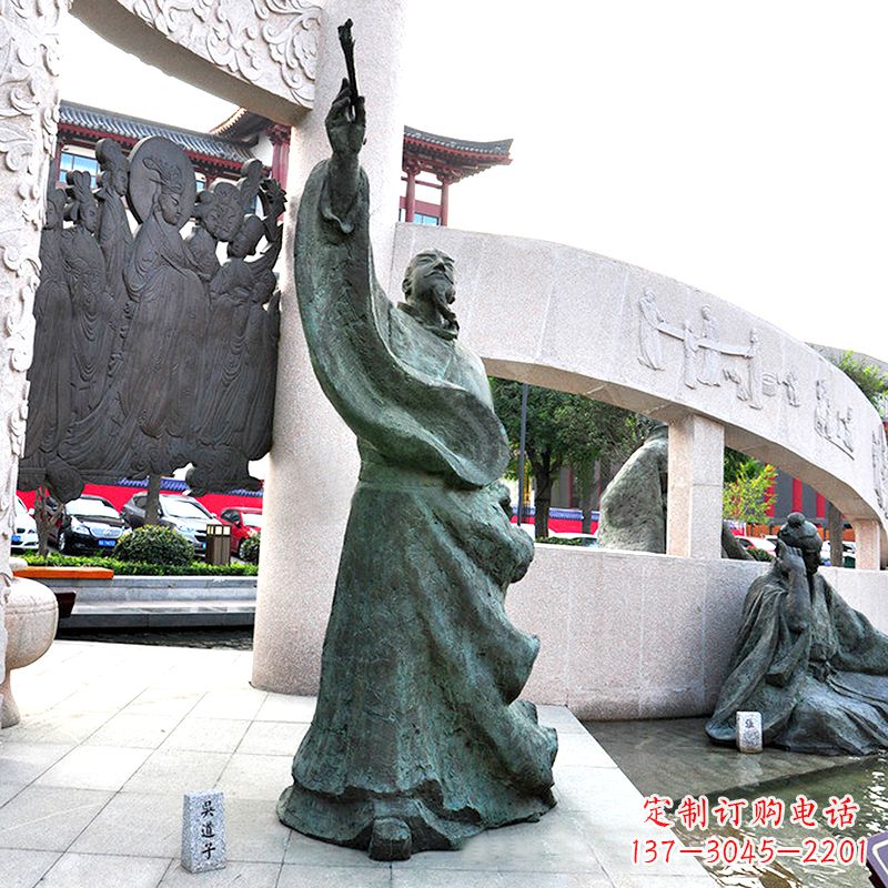 淄博中领雕塑:仿古吴道子铜雕像