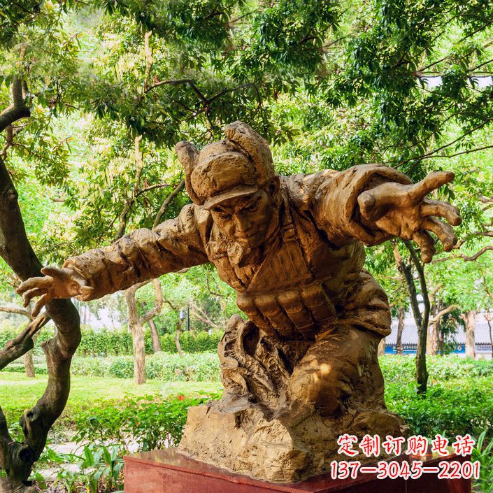 淄博黄继光铜雕半身像-公园名人著名抗战英雄人物雕像