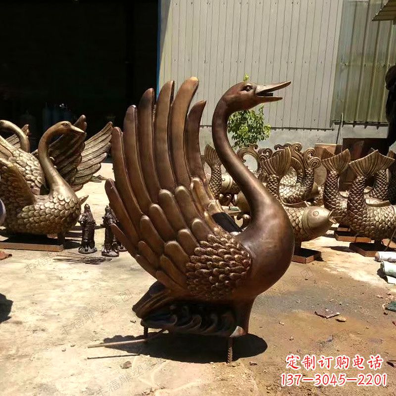 淄博精美黄铜天鹅雕塑中领雕塑的精美黄铜天鹅雕…