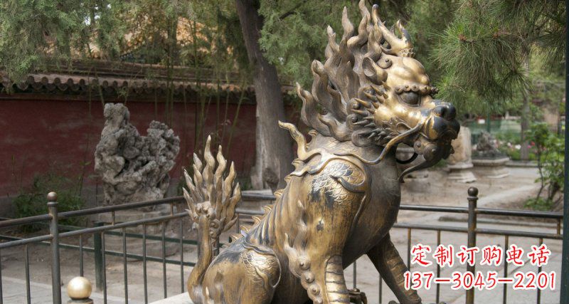 淄博黄铜铸铜麒麟雕塑