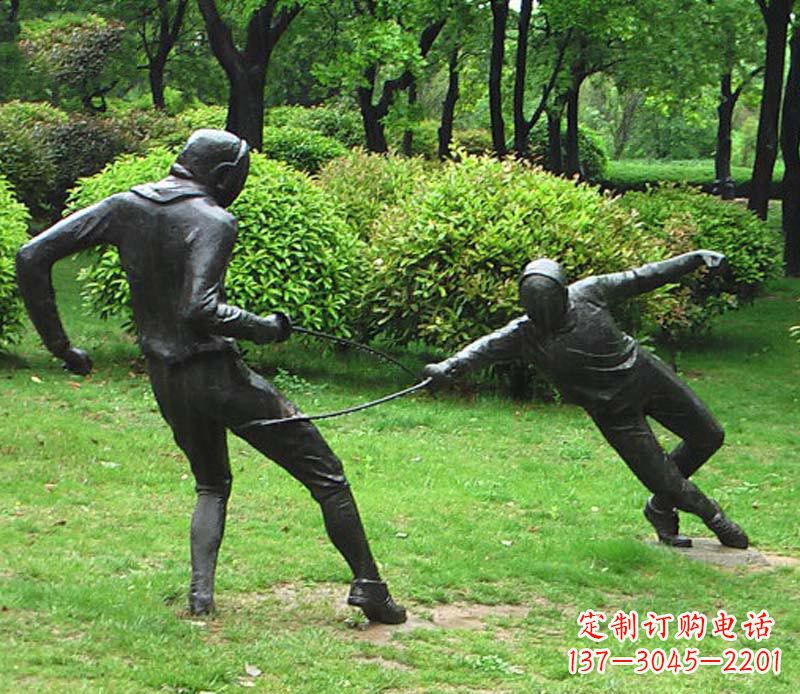 淄博击剑运动员铜雕