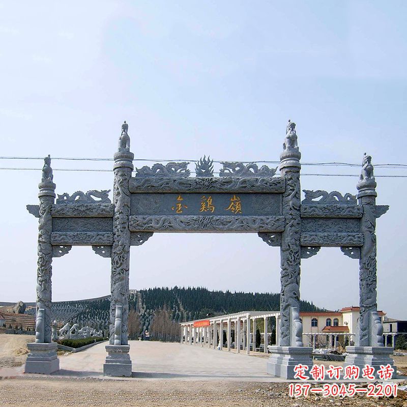 淄博金鸡岭景区石雕牌坊特色雕塑定制