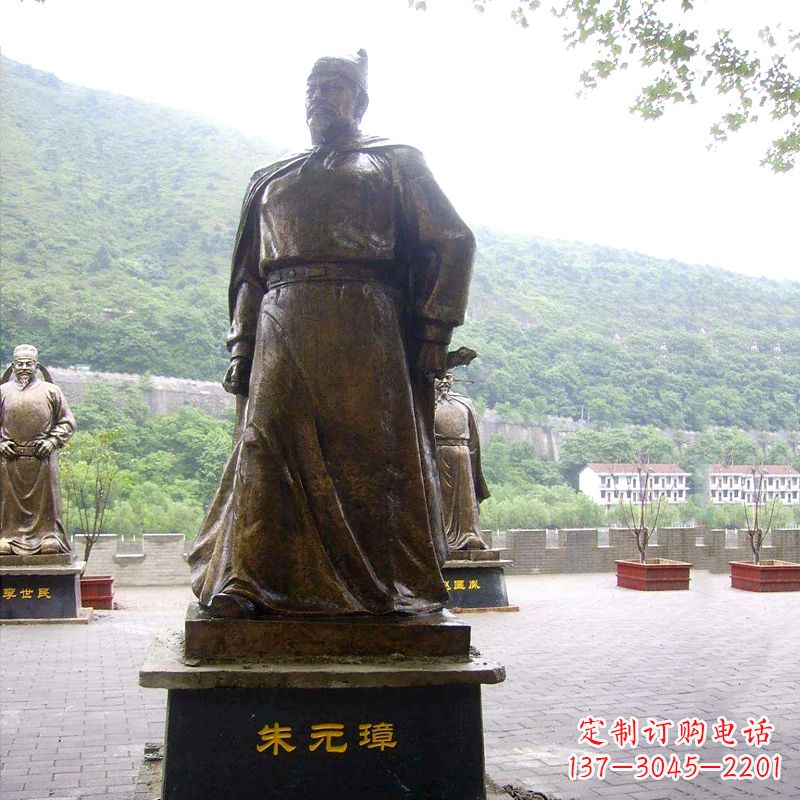 淄博景区广场古代帝王明太祖朱元璋铜雕塑像