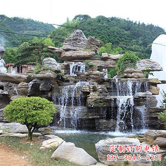 淄博领雕塑让您的景区更精彩——奇石流水假山雕塑