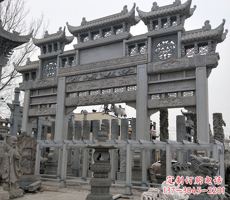 淄博京中领雕塑:牌坊石雕定制