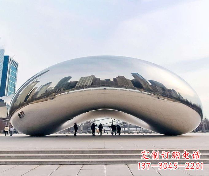 淄博镜面不锈钢大型创意拱门雕塑