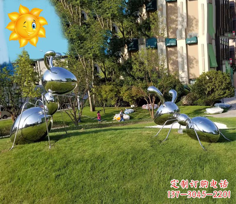 淄博优质镜面不锈钢蚂蚁雕塑