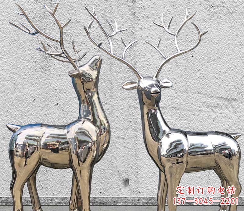 淄博镜面不锈钢小鹿雕塑