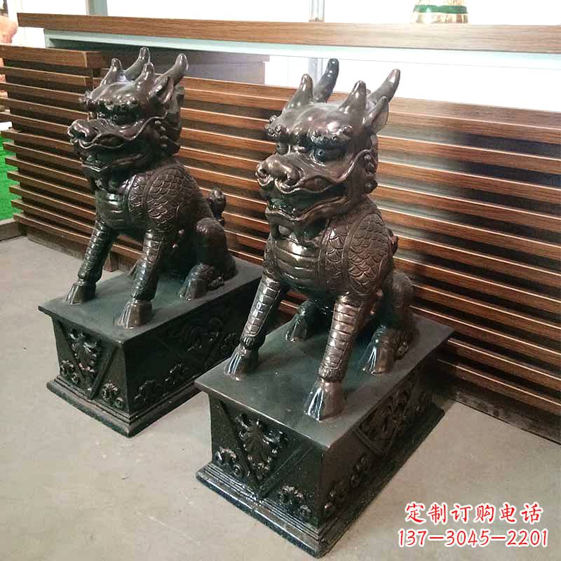 淄博饰你家门口的瑞祥麒麟雕塑