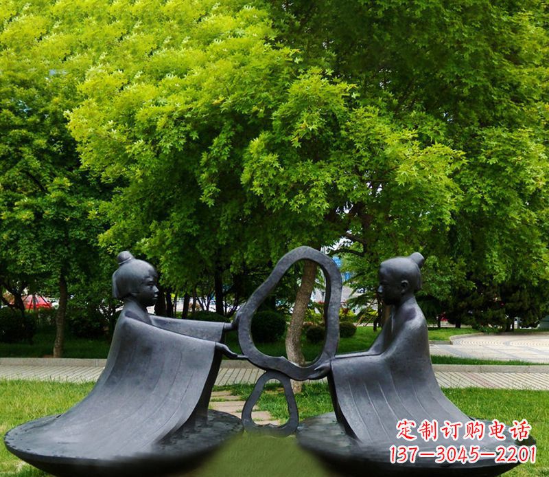淄博孔融让梨公园铜雕