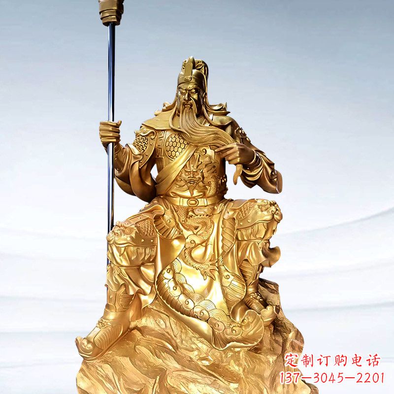 淄博全新鎏金五虎上将关羽铜雕，精致细腻！