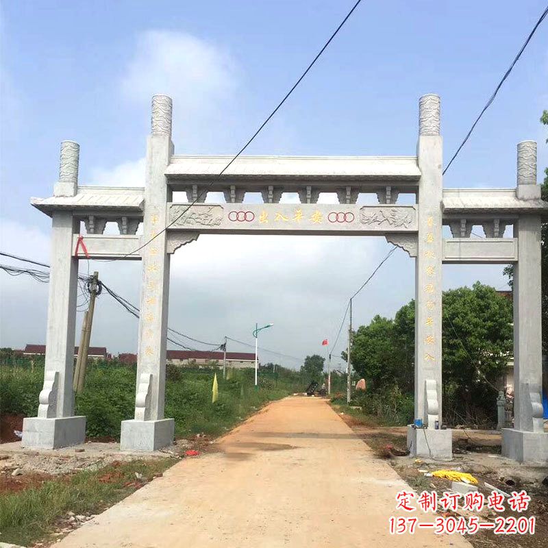 淄博路口三间四柱无楼石牌坊雕塑制作