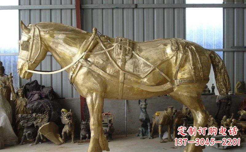 淄博中领雕塑:马拉车铜雕动物精华雕塑