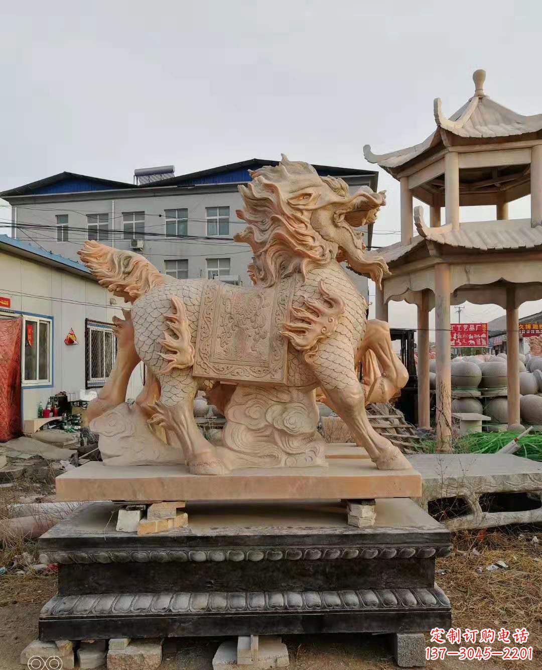 淄博麒麟石雕,中领雕塑独特定制