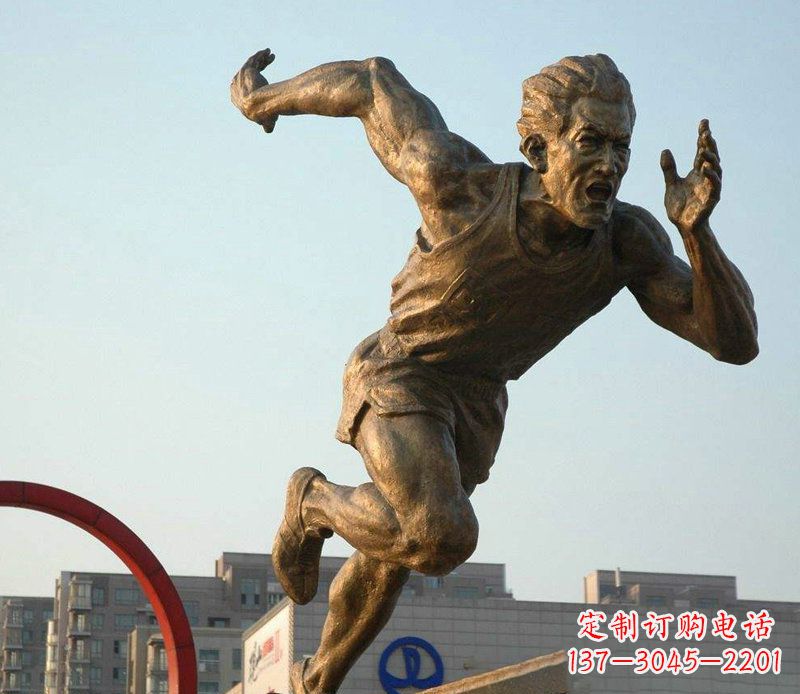 淄博男人跑步运动人物铜雕