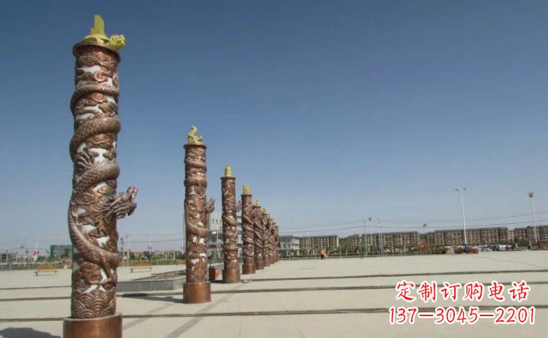 淄博中领雕塑|专业定制盘龙柱广场柱子铜雕