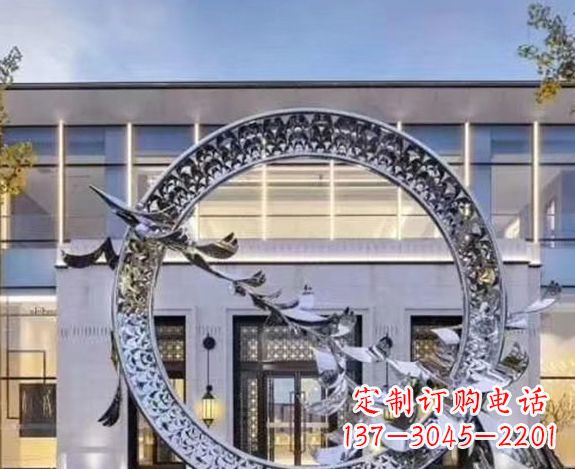 淄博华丽大雁不锈钢圆环雕塑