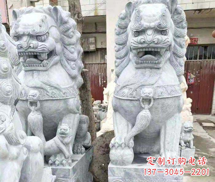 淄博象征力量的大理石狮子石雕