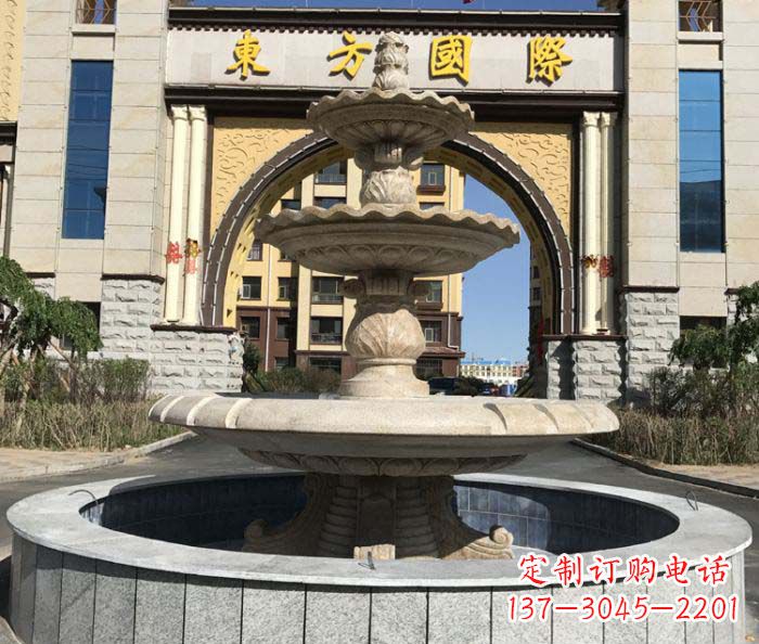 淄博三层欧式喷泉小区石雕