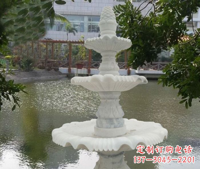 淄博三层喷泉汉白玉公园石雕