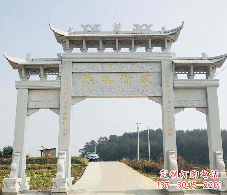 淄博三门牌坊石雕——精美雕塑,缔造传承