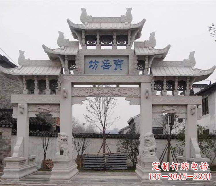 淄博三门石牌坊石雕