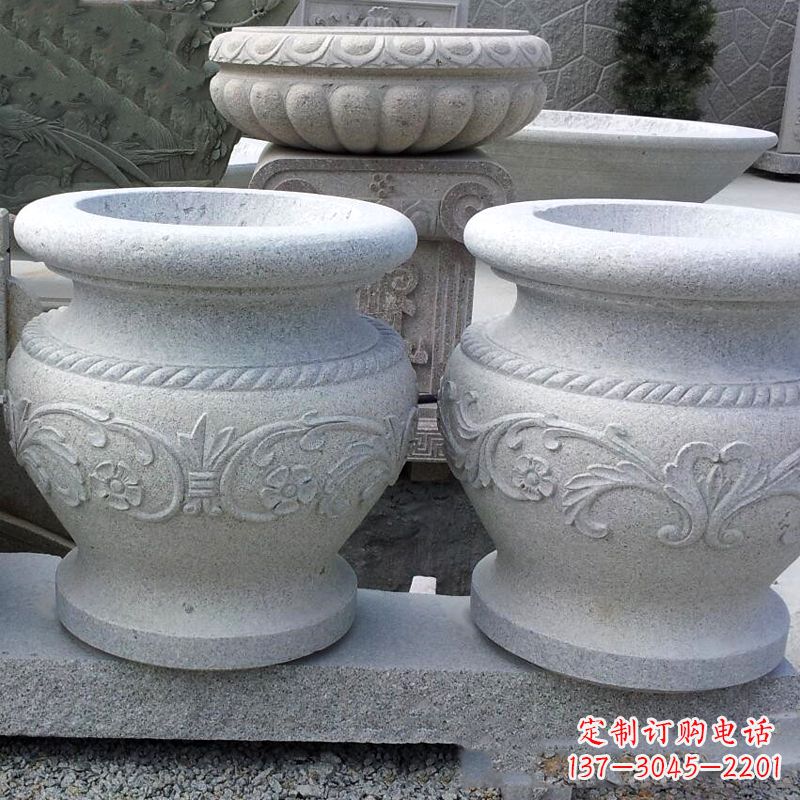 淄博砂岩花盆石雕,搭配室内装饰空间