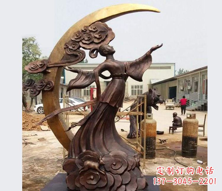 淄博中领雕塑:精美嫦娥月亮铜雕