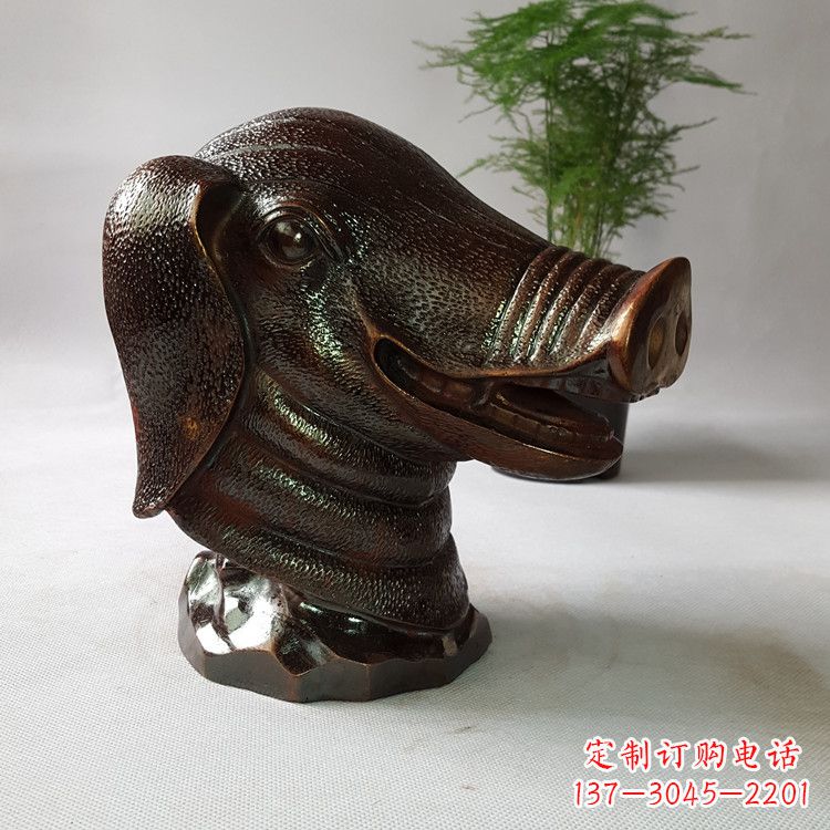 淄博精美完美的生肖猪铜兽首