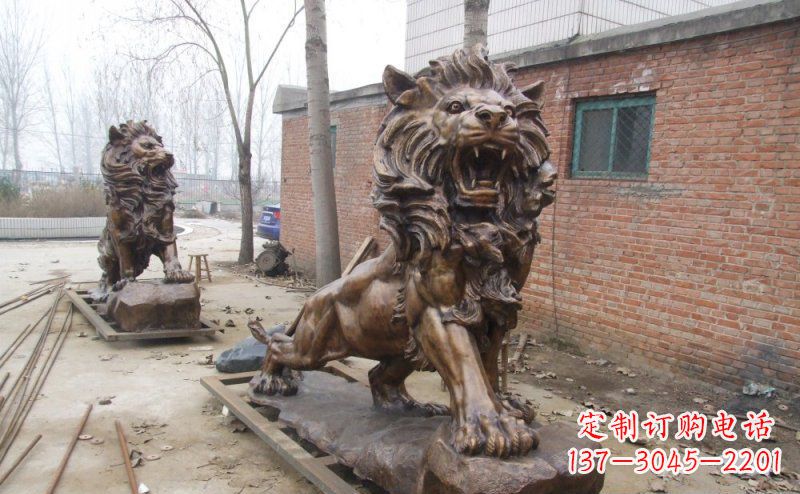 淄博狮子企业动物铜雕