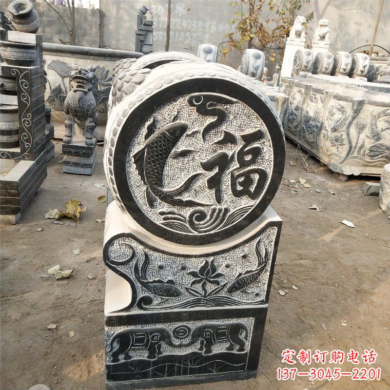 淄博石雕仿古抱鼓门墩