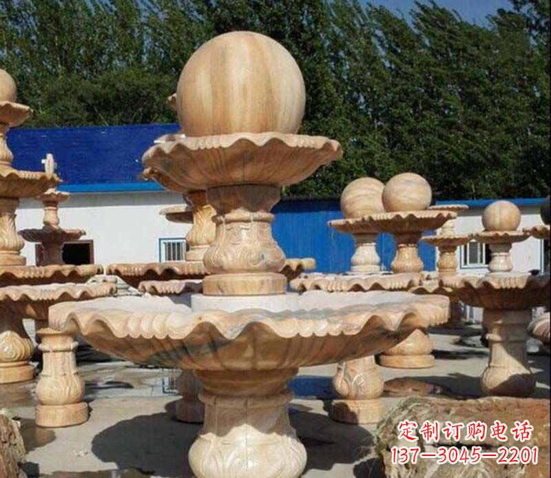 淄博中领雕塑:英伦风格的玉石风水球雕塑